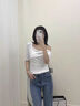 妙奕嘉露肩短袖t恤女上衣春季新款2025年純欲修身內搭斜肩甜美短款洋氣 修身斜肩短T恤【白色】 M 【建議90-105斤】 曬單實(shí)拍圖