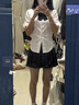 小野七天日系jk制服襯衫女收腰款校園感百搭上衣學院風純色內(nèi)搭襯衣 收腰襯衫長袖款[送炭灰領(lǐng)結(jié)] M 曬單實拍圖