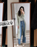 束皙SUSHE 【徐若晗愛你沈惜凡同款】V領喇叭水袖長款針織綠色開衫女 青楸綠【含吊帶】 M 曬單實拍圖