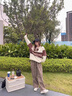ZMEX古著vintage休閑褲男工裝寬松男褲棕咖色闊腿褲子男夏季 杏色*/款 M 曬單實(shí)拍圖