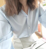 微光里藍(lán)色襯衫女高級(jí)感2025春夏長袖上衣設(shè)計(jì)感小眾輕熟氣質(zhì)職業(yè)襯衣 輕熟氣質(zhì)襯衫藍(lán)M碼建議80-100斤 曬單實(shí)拍圖