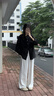 塔馳密司（TOUCH MISS）慵懶感輕盈長袖防曬衫萊賽爾天絲亞麻襯衫女2025春 黑色 M 曬單實(shí)拍圖