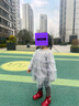 jnby by JNBY[網(wǎng)紗拼接][江南布衣嬰童]春針織連衣裙公主裙女童嬰兒YN1G11660 061水泥灰 100 cm 曬單實拍圖