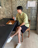DAVID&ME綠色短袖襯衫男款夏季韓版薄款透氣輕熟風商務襯衣夏威夷渡假上衣 綠色 M 曬單實拍圖