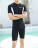 軒海連體泳衣男款全身防曬速干浮潛沖浪潛水服大碼男士泳衣套裝水母服 黑色連體短袖中褲 XL 曬單實(shí)拍圖
