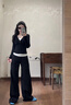 LDBE韓式拉鏈假兩件長(zhǎng)袖t恤女春秋打底衫設(shè)計(jì)感小眾修身顯瘦內(nèi)搭上衣 黑色 M 曬單實(shí)拍圖