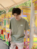 名創(chuàng)優(yōu)品（MINISO）短袖男夏季2025新款潮牌男裝青少年簡(jiǎn)約休閑大碼半袖純棉印花T恤 棕櫚綠色(m墨綠松樹(shù)胸標(biāo)) L 175(名創(chuàng)優(yōu)品 品控嚴(yán)格) 曬單實(shí)拍圖