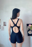 英發(fā)（YINGFA）游泳衣女連體平角微胖遮肉顯瘦大碼溫泉泳裝新款專(zhuān)業(yè)游泳衣 Y2316泳衣+大號泳帽 3XL 【身高160-175/體重70-75kg】 曬單實(shí)拍圖
