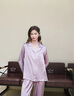 美標（MEIBIAO）送愛(ài)人真絲睡衣女春夏玻尿酸美膚緞100%桑蠶絲綢長(cháng)袖可外穿家居服 香氛紫（玻尿酸美膚緞） L (165/88A) 曬單實(shí)拍圖