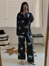 野獸派家居（tbh）Z系列天絲棉條紋家居服套裝男女同款家居服套裝 黑豹睡衣 長款M 曬單實拍圖