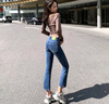 獅子聰復古高腰微喇牛仔褲女九分2025春裝新款修身顯瘦八分小個(gè)子喇叭褲 復古藍八分 25 曬單實(shí)拍圖