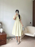 范思藍(lán)恩韓系休閑泡泡袖連衣裙女夏季2025新款松緊收腰A字裙2383 青檸黃 S 曬單實(shí)拍圖