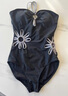 小野七天 泳衣成人女士 高級感露背泳裝泡溫泉性感連體掛脖顯瘦沙灘泳裝 黑色花朵 L 曬單實(shí)拍圖