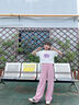 優(yōu)優(yōu)1點（Yoyo one）工裝褲女童夏季套裝2025新款兒童短袖運動服潮酷夏裝大童夏天衣服 15029藍色+18897漸變色 160 160cm 曬單實拍圖
