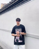 籬人歸復(fù)古短袖夏季套裝男士t恤潮流寬松男裝一套搭配痞帥牛仔褲兩件套 【2件套】 X-21灰色+牛仔褲藍(lán) XL 曬單實(shí)拍圖