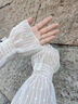 寶思韓蕾絲蝴蝶結防曬袖套女士夏季網(wǎng)紗假袖子開(kāi)車(chē)手臂套袖寬松冰袖護袖 白色（62514） 蕾絲蝴蝶結款防曬袖套 1雙 曬單實(shí)拍圖