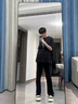 POUM柳葉彎刀牛仔褲男士春秋夏季美式高街直筒修身褲子痞帥微喇褲 DFFS-701黑色 XL 曬單實(shí)拍圖