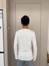 貓人V領(lǐng)莫代爾棉春秋季2025新款男士長(zhǎng)袖t恤打底衫薄款上衣 白色 XL 【135~150斤合身】 曬單實(shí)拍圖