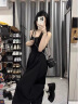 舒芳蝶（shufangdie）黑色吊帶連衣裙女2025夏季穿搭防曬襯衫外套氣質海邊度假套裝長裙 粉色襯衫+黑色連衣裙【套裝】【 M 曬單實拍圖