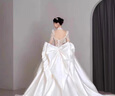 勤馳新品緞面婚紗新娘主紗法式復(fù)古小個(gè)子長袖高級質(zhì)感風(fēng)重工 拖尾婚紗送八 M 均碼 曬單實(shí)拍圖