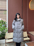 香影白鴨絨立領(lǐng)連帽過(guò)膝長(cháng)款羽絨服2025冬新款加厚保暖時(shí)尚外套 灰色 S 曬單實(shí)拍圖