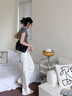FREDRICAL白色高腰毛邊直筒牛仔褲女2025年秋季新款設(shè)計感小眾闊腿拖地褲子 白色 M 建議95-105斤 曬單實拍圖