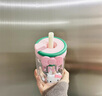 聚莜家玻璃杯女生高顏值吸管水杯茶水分離泡茶杯2025新款家用辦公室茶杯 吸管杯660ML【帶茶漏+KT貓3D貼】 曬單實拍圖