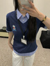 咿靚影美式刺繡小狗假兩件短袖T恤女夏季寬松學(xué)院風(fēng)減齡拼接Polo領(lǐng)上衣 白灰色假兩件短袖 重磅 M 建議100斤內(nèi) 曬單實(shí)拍圖