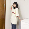 真維斯（JEANSWEST）t恤女2025夏季新款正肩撞色純棉短袖女休閑寬松潮流時尚百搭體恤 米磚紅 奇妙流星 M 曬單實拍圖