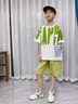 卡兔藍貓男童夏裝短袖套裝2025新款運動中大兒童夏季洋氣男孩夏款時髦潮牌 綠色 160 曬單實拍圖