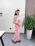 女童春裝套裝2025新款美式復(fù)古大童背帶褲時(shí)髦秋夏季女孩兩件套潮 粉色背帶褲 160cm 曬單實(shí)拍圖
