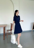 Teenie Weenie小熊白色連衣裙25夏季新款氣質(zhì)短袖外套風(fēng)衣休閑裙子 藏青色 S 曬單實(shí)拍圖