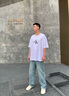 Calvin KleinJeans25春夏男女情侶休閑ck字母純棉落肩袖寬松短袖T恤4RAB823 YAA-月光白 XL 曬單實(shí)拍圖