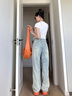 衣然呈品微喇牛仔褲女夏季新款美式寬松闊腿顯瘦垂感直筒淺色高腰喇叭褲子 淺藍(lán)色 M 【建議90-110斤】 曬單實(shí)拍圖