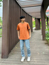 AQUASCUTUM/雅格獅丹2025春夏男士時(shí)尚休閑圓領(lǐng)短袖T恤 陽(yáng)光橙 XL 曬單實(shí)拍圖
