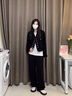 薩拉維夫休閑褲女2025春夏新款西裝褲垂感山本褲子小個(gè)子休閑闊腿褲女 黑色小個(gè)子款(身高145155CM) 均碼 XS 建議體重8090斤 曬單實(shí)拍圖