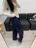 簡蜓闊腿褲女2025夏季新款牛仔褲女薄款垂感直筒垂墜感冰絲寬松直筒褲 深藍色-常規(guī)款 M （推薦95-105斤） 曬單實拍圖