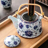 唐幺 復(fù)古大茶壺提梁壺套組一壺六杯單壺家用大號(hào)陶瓷茶杯涼茶壺大容量 7頭提梁壺-藍(lán)牡丹帶托盤 曬單實(shí)拍圖