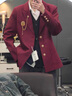 誓從anzmo販賣元?dú)馊障祵W(xué)院風(fēng)dk制服西服套裝春秋新款西裝外套男jk女 紅色西服+襯.衫紅棕.領(lǐng).帶+黑色 L （推薦100-120斤） 曬單實(shí)拍圖