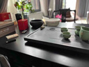 燕璽居新中式黑檀木大板茶桌椅組合一桌五椅實(shí)木茶臺(tái)茶桌燒水壺一體桌 2.2米大板+1主椅+5皇冠椅+邊幾 曬單實(shí)拍圖