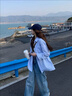 九寸陽(yáng)光藍(lán)色條紋襯衫外套女防曬襯衣2025新款女夏春秋季韓系上衣小個(gè)子 M （推薦體重45/55KG） 曬單實(shí)拍圖