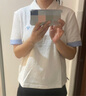 初語撞色條紋翻袖POLO衫女2025夏季新款珠地復(fù)古休閑小衫上衣 米白色 M 曬單實拍圖