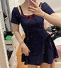 SNYDER WEAR棉質(zhì)蝴蝶結連衣裙撞色夏季收腰淑女氣質(zhì)方領(lǐng)顯瘦新款學(xué)生U領(lǐng)中裙 中裙 S 曬單實(shí)拍圖
