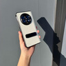 RNX適用oppofindn5新品手機殼OPPOFindN5鏡頭全包保護套折疊屏防摔邊框真皮后蓋簡約外殼自帶旋轉支架 阿塔卡白【鉸鏈旋轉支架款+高清前蓋】鏡頭大孔 OPPO Find N5 曬單實拍圖
