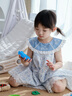 幼歌（YOUGE）嬰幼兒夏季新款清爽透氣可拆卸蝴蝶結無(wú)袖花邊連衣裙 白底藍兔 100 cm 曬單實(shí)拍圖