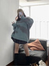 矜持范溫柔風(fēng)軟糯扎染毛絨針織衫上衣女秋季韓系小眾寬松慵懶風(fēng)圓領(lǐng)毛衣 水藍(lán)色 M 建議95-110斤 曬單實(shí)拍圖