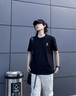 花花公子（PLAYBOY）夏季新款簡約時尚純棉短袖T恤男休閑百搭圓領上衣純色半袖體恤衫 DX白色+黑色【兩件裝】 3XL （建議150-165斤） 曬單實拍圖