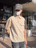 衣然呈品短袖POLO衫男夏季薄款速干山系戶外休閑日系體恤半袖百搭上衣男 杏色 XL 【建議115-140斤】 曬單實拍圖