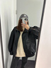 GARNUO黑色皮衣外套女小個子高級感2025新款早春秋冬季復古機車服皮夾克 黑色 S 【80-105斤】 曬單實拍圖