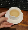 恒福古玉瓷茶杯組帶底座杯托陶瓷功夫茶具主人杯白瓷品茗杯家用喝茶杯 古玉瓷蓮花杯組60ml 曬單實(shí)拍圖